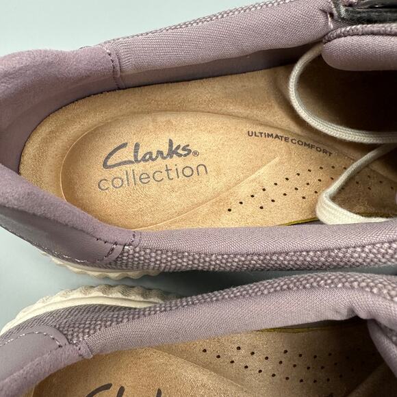Clarks Caroline Echo Lilac Sneakers Canvas Zip Comfort Shoes Size 8.5 W - Picture 4 of 10